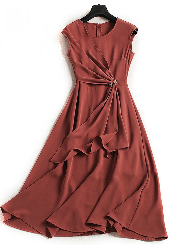 VÁY LỤA XẾP LY CHÉO MỀM MẠI DN1304042