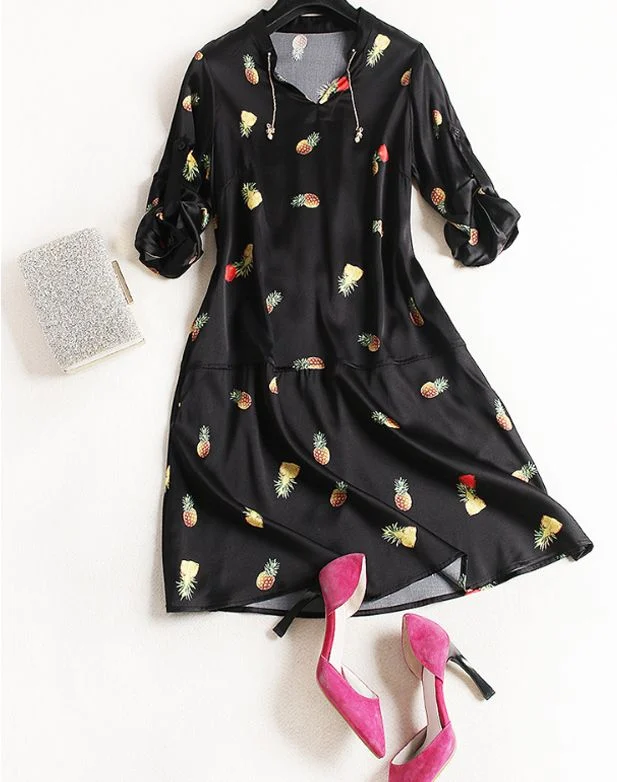 VÁY SUÔNG LỤA HỌA TIẾT DN1204013