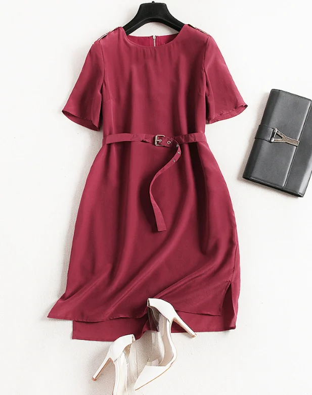 VÁY SUÔNG LỤA THẮT ĐAI CAO CẤP DN1304040