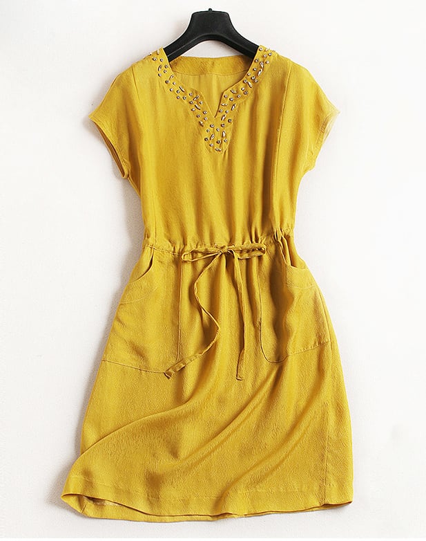 VÁY SUÔNG CỔ ĐÍNH ĐÁ DN1304037